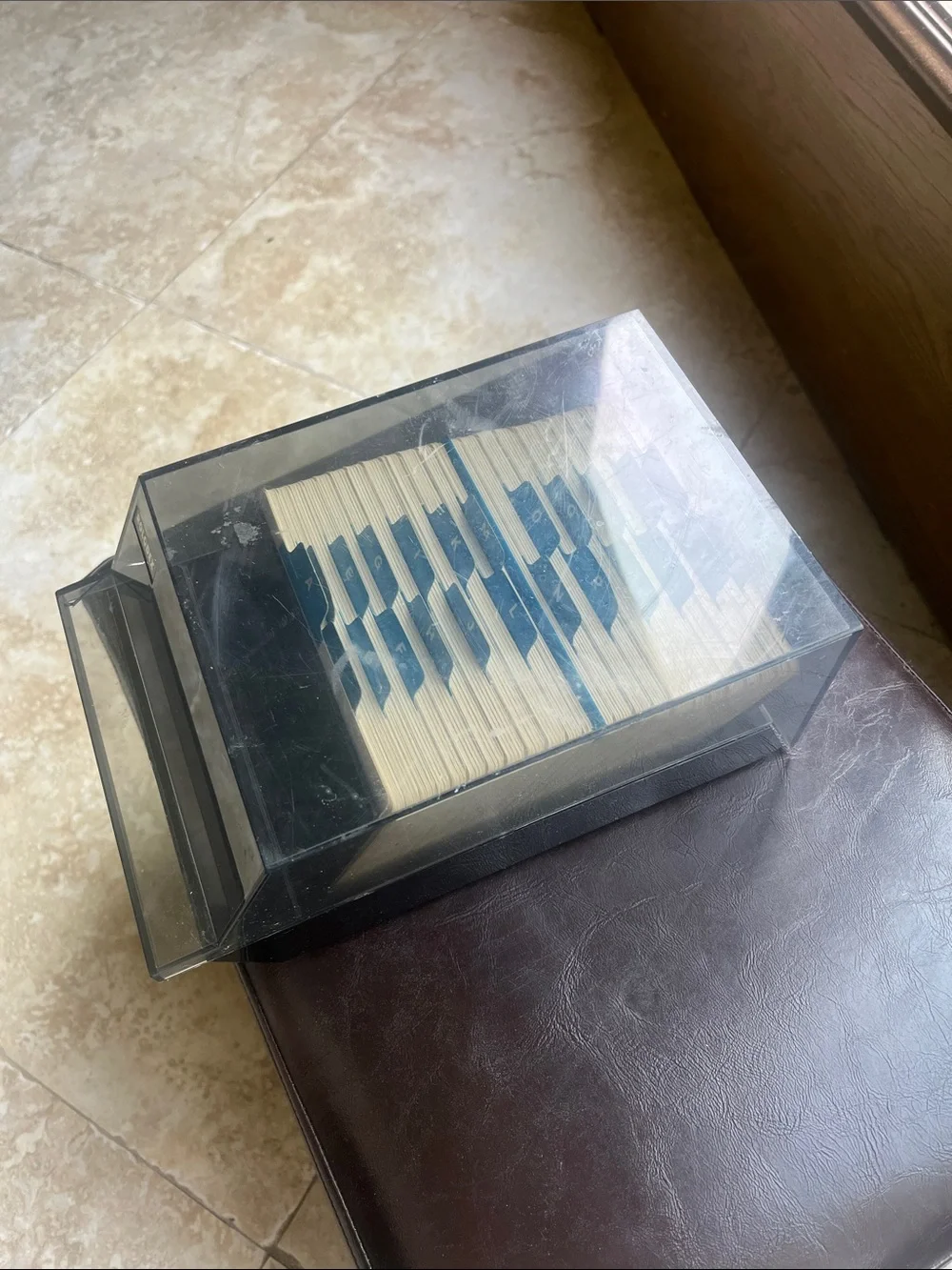 Vintage Never used Rolodex Black Desktop Card File with Blue Alphabetic Tabs